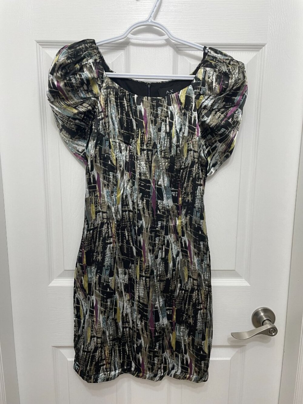 AX Paris Abstract Puff Sleeve Mini Dress Size 6 / UK 10
